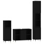 vidaXL Set Mobili da Bagno 3 pz Nero in Legno Multistrato vidaXL Set Mobili da Bagno 3 pz Nero in Legno Multistrato