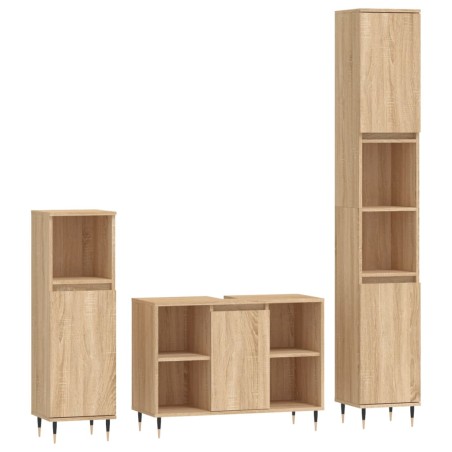vidaXL Set Mobili da Bagno 3 pz Rovere Sonoma in Legno Multistrato