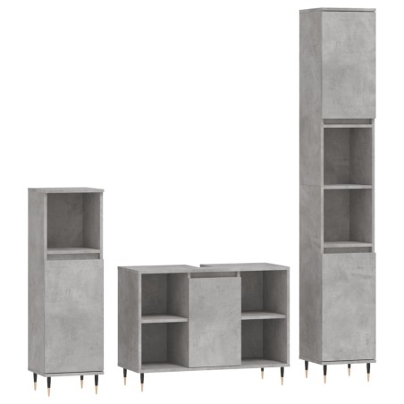 vidaXL Set Mobili da Bagno 3 pz Grigio Cemento in Legno Multistrato