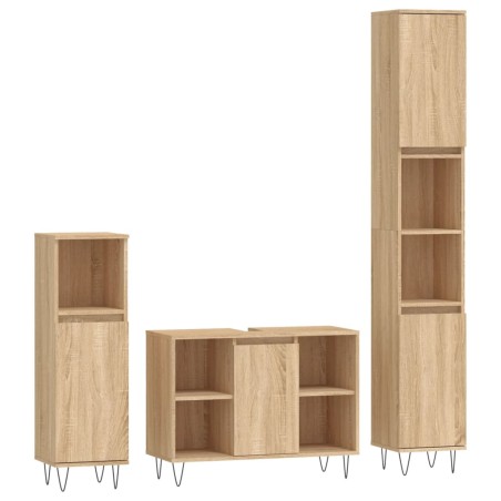 vidaXL Set Mobili da Bagno 3 pz Rovere Sonoma in Legno Multistrato