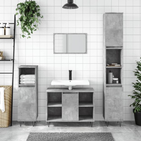 vidaXL Set Mobili da Bagno 3 pz Grigio Cemento in Legno Multistrato
