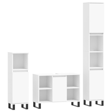 vidaXL Set Mobili da Bagno 3 pz Bianco in Legno Multistrato