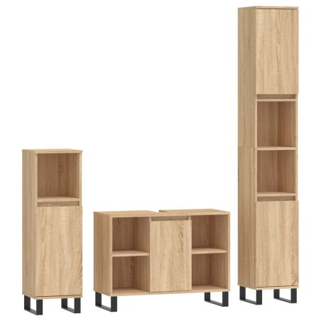 vidaXL Set Mobili da Bagno 3 pz Rovere Sonoma in Legno Multistrato