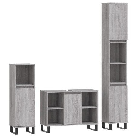 vidaXL Set Mobili da Bagno 3 pz Grigio Sonoma in Legno Multistrato