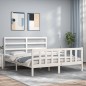 vidaXL Giroletto con Testiera Bianco 5FT King Size in Legno Massello vidaXL Giroletto con Testiera Bianco 5FT King Size in Legno Massello
