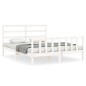 vidaXL Giroletto con Testiera Bianco 5FT King Size in Legno Massello vidaXL Giroletto con Testiera Bianco 5FT King Size in Legno Massello