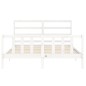 vidaXL Giroletto con Testiera Bianco 5FT King Size in Legno Massello vidaXL Giroletto con Testiera Bianco 5FT King Size in Legno Massello
