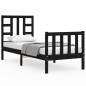 vidaXL Giroletto con Testiera Nero 2FT6 Small Single in Legno Massello vidaXL Giroletto con Testiera Nero 2FT6 Small Single in Legno Massello