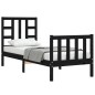 vidaXL Giroletto con Testiera Nero 2FT6 Small Single in Legno Massello vidaXL Giroletto con Testiera Nero 2FT6 Small Single in Legno Massello
