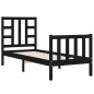 vidaXL Giroletto con Testiera Nero 2FT6 Small Single in Legno Massello vidaXL Giroletto con Testiera Nero 2FT6 Small Single in Legno Massello