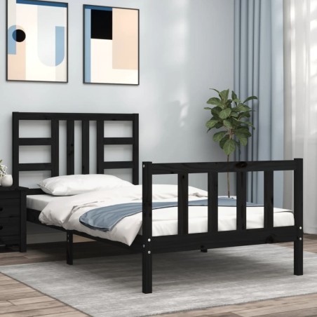 vidaXL Giroletto con Testiera Nero 90x190 cm in Legno Massello