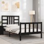vidaXL Giroletto con Testiera Nero 90x190 cm in Legno Massello