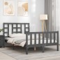 vidaXL Giroletto con Testiera Grigio 4FT Small Double Legno Massello vidaXL Giroletto con Testiera Grigio 4FT Small Double Legno Massello