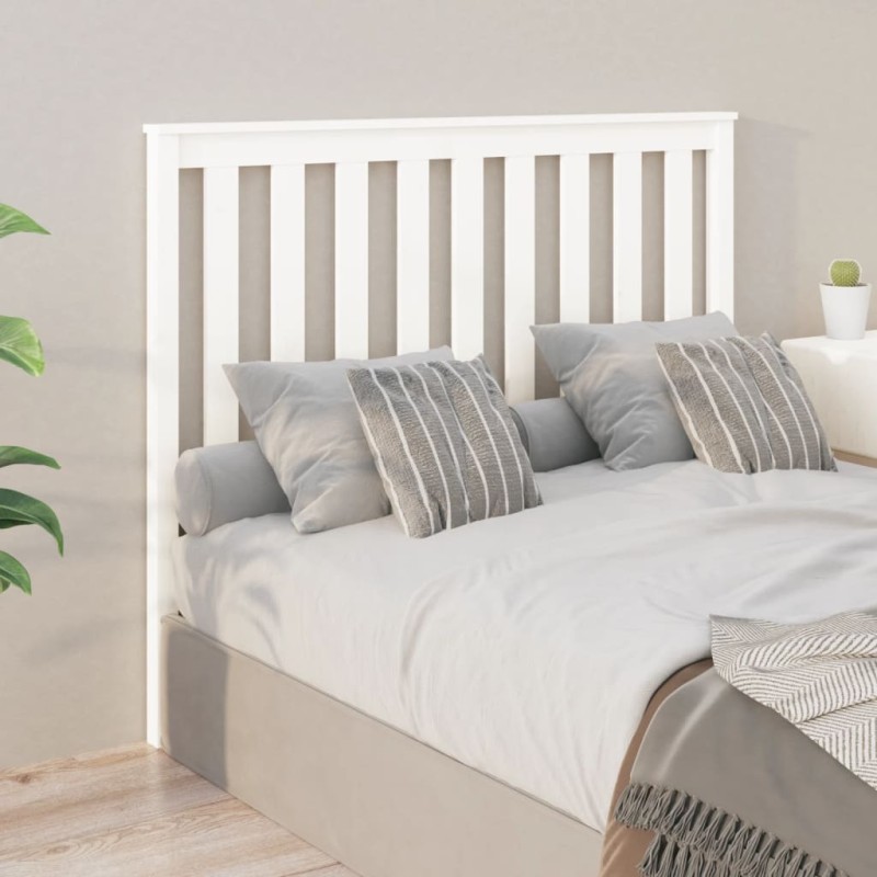 Testiera per Letto Bianca 146x6x101cm in Legno Massello di Pino Testiera per Letto Bianca 146x6x101cm in Legno Massello di Pino