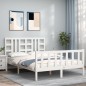 vidaXL Giroletto con Testiera Bianco 140x190 cm in Legno Massello vidaXL Giroletto con Testiera Bianco 140x190 cm in Legno Massello