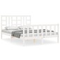 vidaXL Giroletto con Testiera Bianco 140x190 cm in Legno Massello vidaXL Giroletto con Testiera Bianco 140x190 cm in Legno Massello