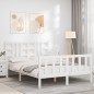 vidaXL Giroletto con Testiera Bianco 140x190 cm in Legno Massello vidaXL Giroletto con Testiera Bianco 140x190 cm in Legno Massello