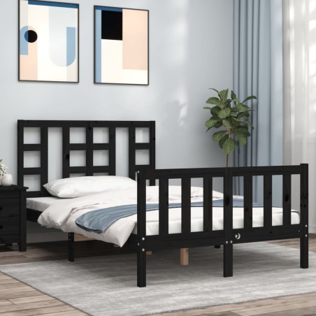vidaXL Giroletto con Testiera Nero 120x200 cm in Legno Massello