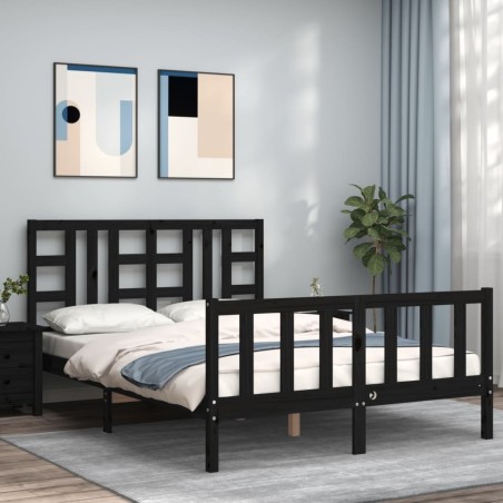 vidaXL Giroletto con Testiera Nero 140x200 cm in Legno Massello