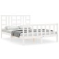 vidaXL Giroletto con Testiera Bianco King Size in Legno Massello