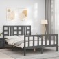 vidaXL Giroletto con Testiera Grigio 5FT King Size in Legno Massello
