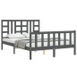 vidaXL Giroletto con Testiera Grigio 5FT King Size in Legno Massello