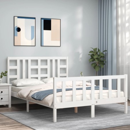 vidaXL Giroletto con Testiera Bianco 160x200 cm Legno Massello