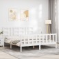 vidaXL Giroletto con Testiera Bianco 180x200 cm in Legno Massello vidaXL Giroletto con Testiera Bianco 180x200 cm in Legno Massello