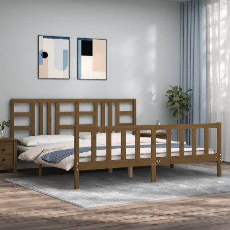 vidaXL Giroletto con Testiera Miele 200x200 cm in Legno Massello