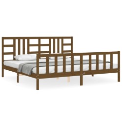 vidaXL Giroletto con Testiera Miele 200x200 cm in Legno Massello