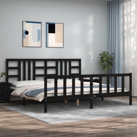 vidaXL Giroletto con Testiera Nero 200x200 cm in Legno Massello