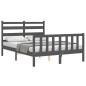 vidaXL Giroletto con Testiera Grigio 4FT Small Double Legno Massello vidaXL Giroletto con Testiera Grigio 4FT Small Double Legno Massello