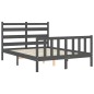 vidaXL Giroletto con Testiera Grigio 4FT Small Double Legno Massello vidaXL Giroletto con Testiera Grigio 4FT Small Double Legno Massello