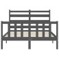 vidaXL Giroletto con Testiera Grigio 4FT Small Double Legno Massello vidaXL Giroletto con Testiera Grigio 4FT Small Double Legno Massello