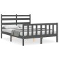 vidaXL Giroletto con Testiera Grigio 4FT6 Double in Legno Massello