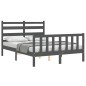 vidaXL Giroletto con Testiera Grigio 4FT6 Double in Legno Massello