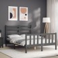 vidaXL Giroletto con Testiera Grigio 140x190 cm in Legno Massello vidaXL Giroletto con Testiera Grigio 140x190 cm in Legno Massello