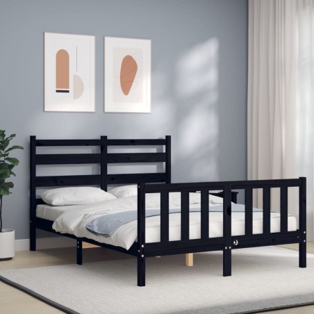 vidaXL Giroletto con Testiera Nero 140x190 cm in Legno Massello