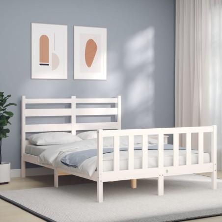 vidaXL Giroletto con Testiera Bianco 120x200 cm in Legno Massello