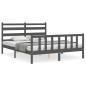 vidaXL Giroletto con Testiera Grigio King Size in Legno Massello