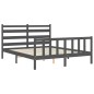 vidaXL Giroletto con Testiera Grigio King Size in Legno Massello