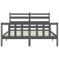 vidaXL Giroletto con Testiera Grigio King Size in Legno Massello