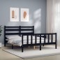 vidaXL Giroletto con Testiera Nero 5FT King Size in Legno Massello vidaXL Giroletto con Testiera Nero 5FT King Size in Legno Massello