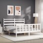 vidaXL Giroletto con Testiera Bianco 160x200 cm Legno Massello vidaXL Giroletto con Testiera Bianco 160x200 cm Legno Massello