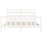 vidaXL Giroletto con Testiera Bianco 160x200 cm Legno Massello vidaXL Giroletto con Testiera Bianco 160x200 cm Legno Massello