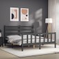 vidaXL Giroletto con Testiera Grigio 160x200 cm Legno Massello vidaXL Giroletto con Testiera Grigio 160x200 cm Legno Massello