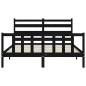 vidaXL Giroletto con Testiera Nero 160x200 cm Legno Massello vidaXL Giroletto con Testiera Nero 160x200 cm Legno Massello