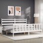 vidaXL Giroletto con Testiera Bianco 180x200 cm in Legno Massello vidaXL Giroletto con Testiera Bianco 180x200 cm in Legno Massello