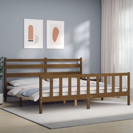 vidaXL Giroletto con Testiera Miele 200x200 cm in Legno Massello