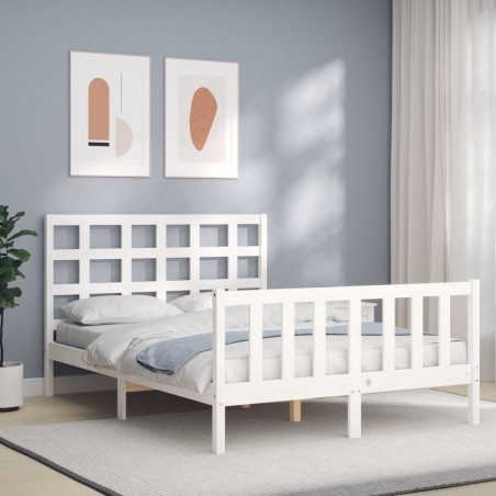 vidaXL Giroletto con Testiera Bianco 4FT Small Double Legno Massello